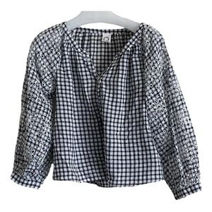 Anthro Akemi + Kim Size XS Gingham Eyelet boho blouse